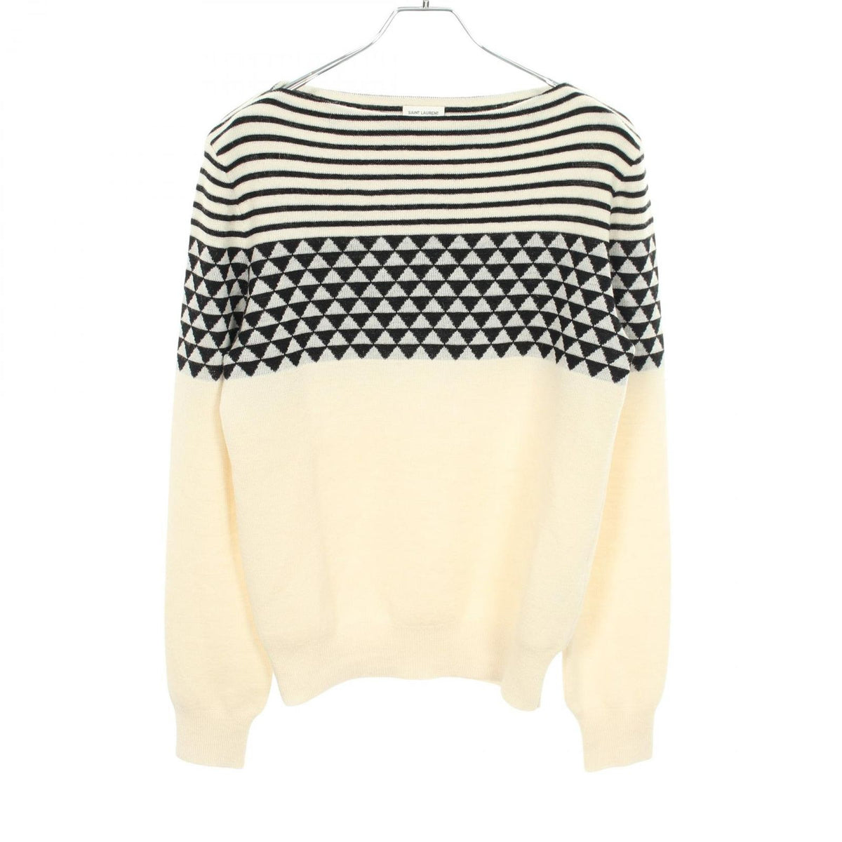 Saint Laurent Paris Knit Border Wool Sweater