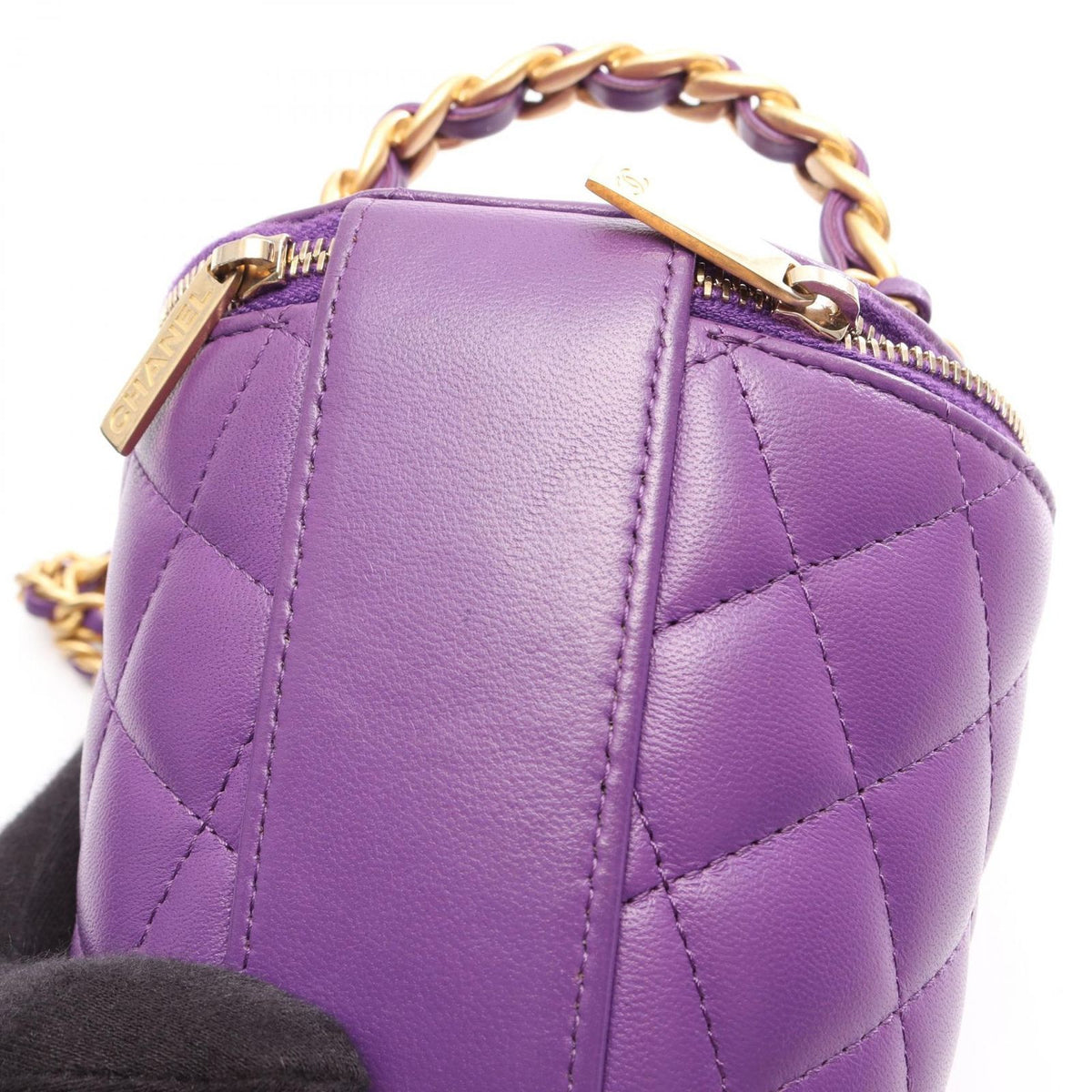 Chanel Shoulder Bag Quilted Small Vanity 2-Way Purple Lambskin Chain — view 8