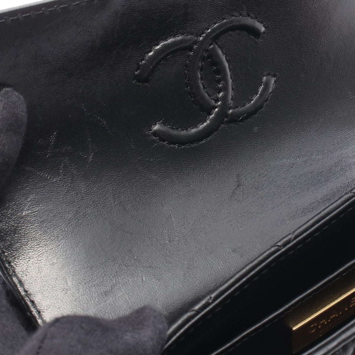 Chanel Shoulder Bag Quilted Top Handle Small Flap 2-Way Black Leather — view 6