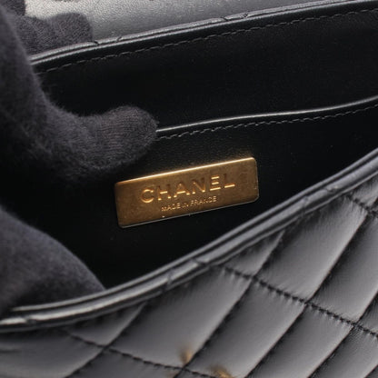 Chanel Shoulder Bag Quilted Top Handle Small Flap 2-Way Black Leather — view 4