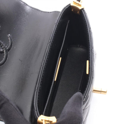 Chanel Shoulder Bag Quilted Top Handle Small Flap 2-Way Black Leather — view 3