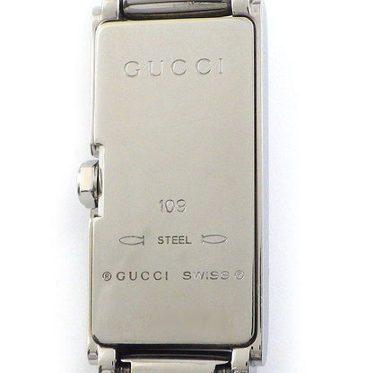 Gucci Watch Bracelet 109 Bangle Horsebit Rectangular GG Logo Pink Shell Dial SS — view 4