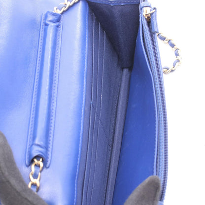 Chanel Shoulder Bag Quilted Blue Lambskin Chain Wallet — view 3
