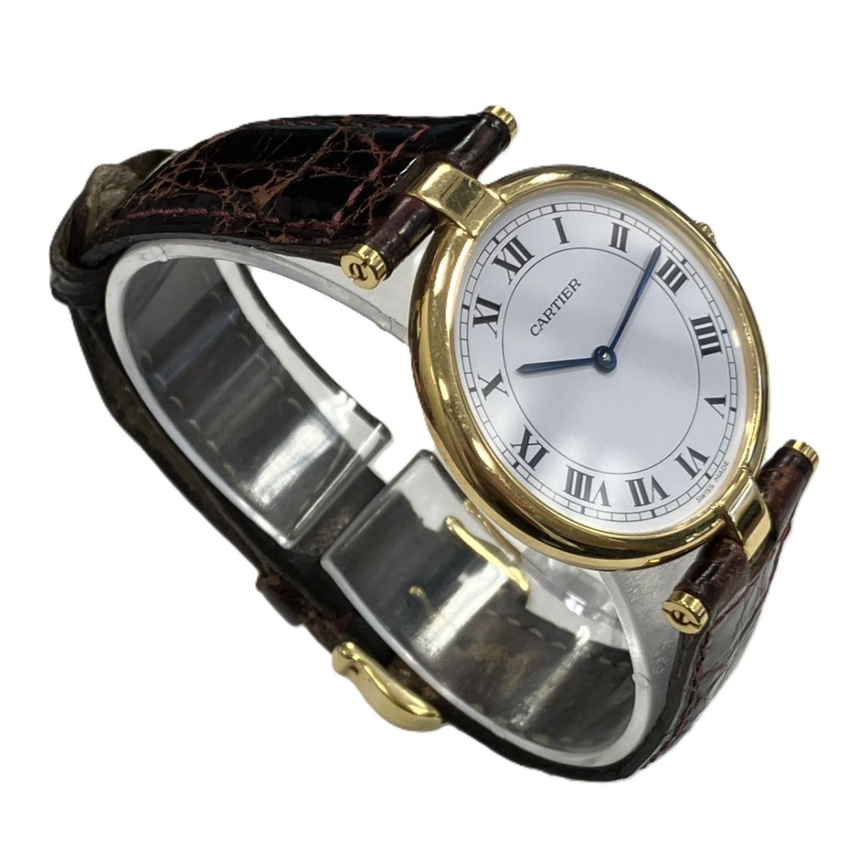 Cartier Vendome Louis Cartier LM Watch 18K Leather Quartz White Dial — view 3