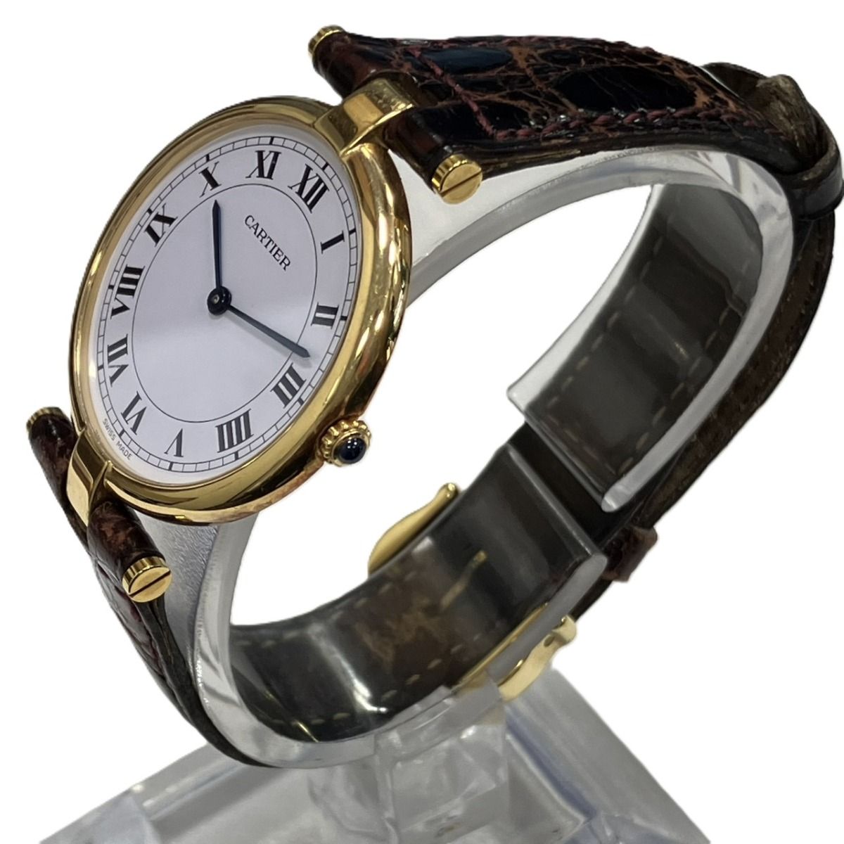 Cartier Vendome Louis Cartier LM Watch 18K Leather Quartz White Dial — view 2