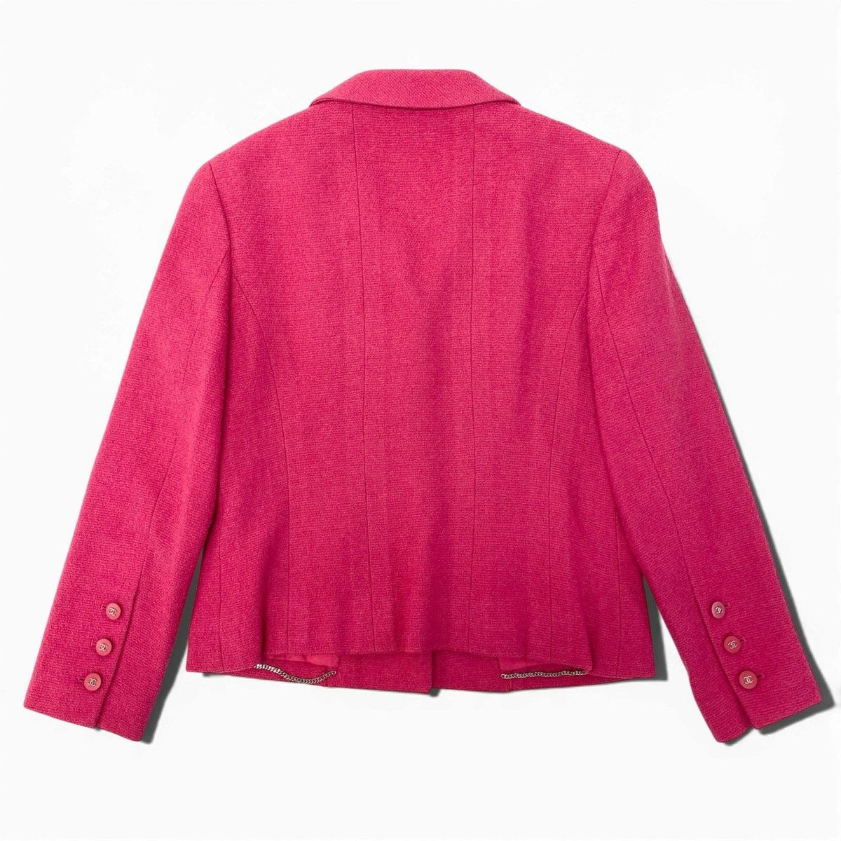 Chanel Tweed Jacket CC Logo Button 38 Pink — view 3