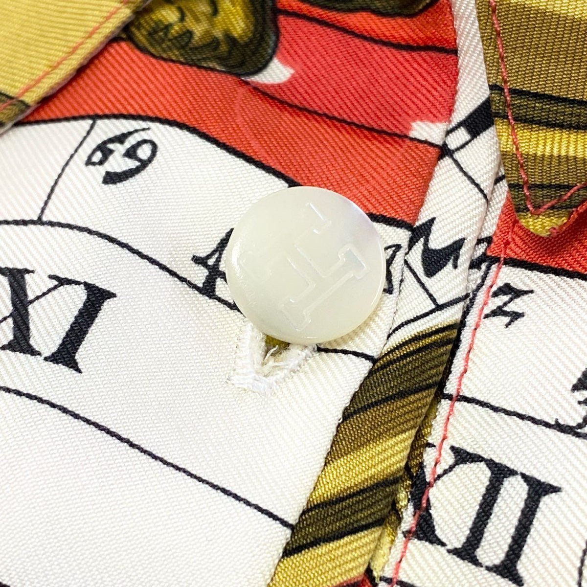 Hermes Dies Et Hore Knit Contrast Long Sleeve Polo Shirt 100% Silk M Off White — view 7