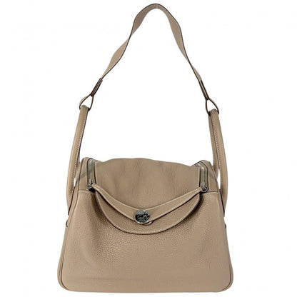 Hermes 2-Way Lindy 30 Handbag Shoulder Bag Taurillon Clemence Brown