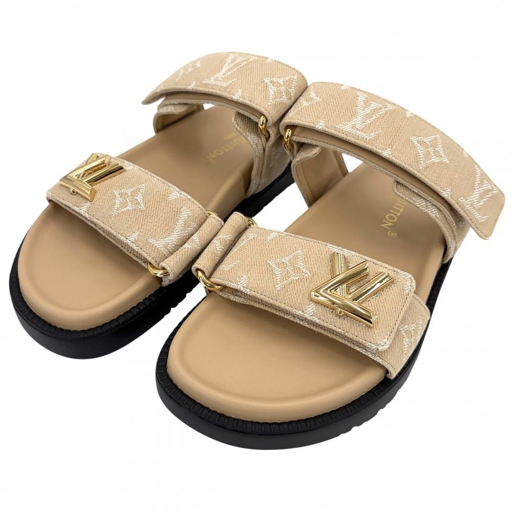 Louis Vuitton Sandals LV Sunset Monogram Jacquard 36.5 1 Ahnl 2 Rubber Canvas