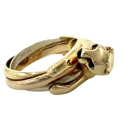 Cartier Ring Panthere Trinity Three Color 18K YG PG White Gold Emerald