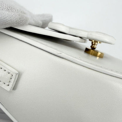 Celine Shoulder Bag Cuir Triomphe Mini Besace Pochette Leather White — view 6