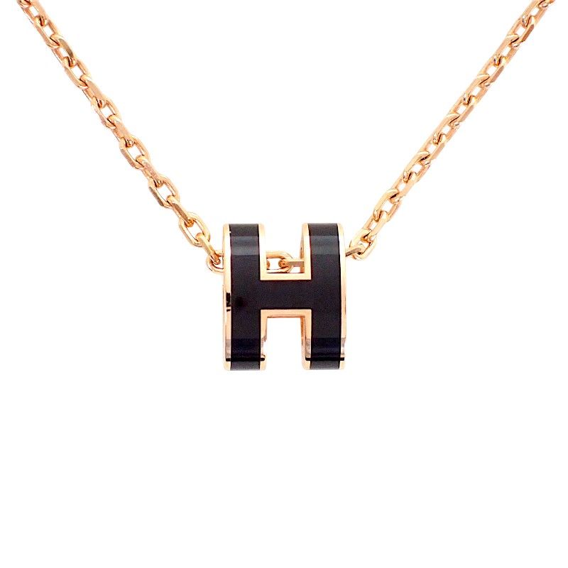 Hermes Mini Pop H Pendant Metal Black Pink Gold Included — view 2