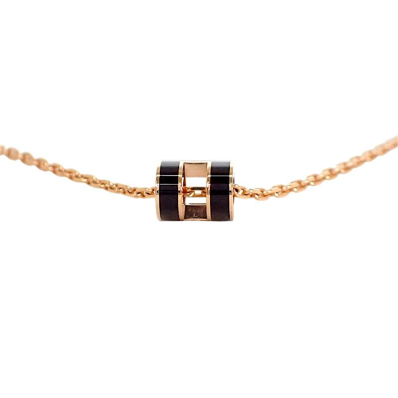Hermes Mini Pop H Pendant Metal Black Pink Gold Included — view 6