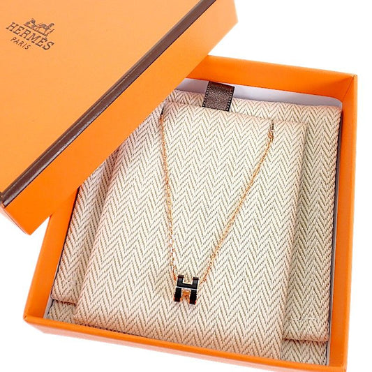 Hermes Mini Pop H Pendant Metal Black Pink Gold Included