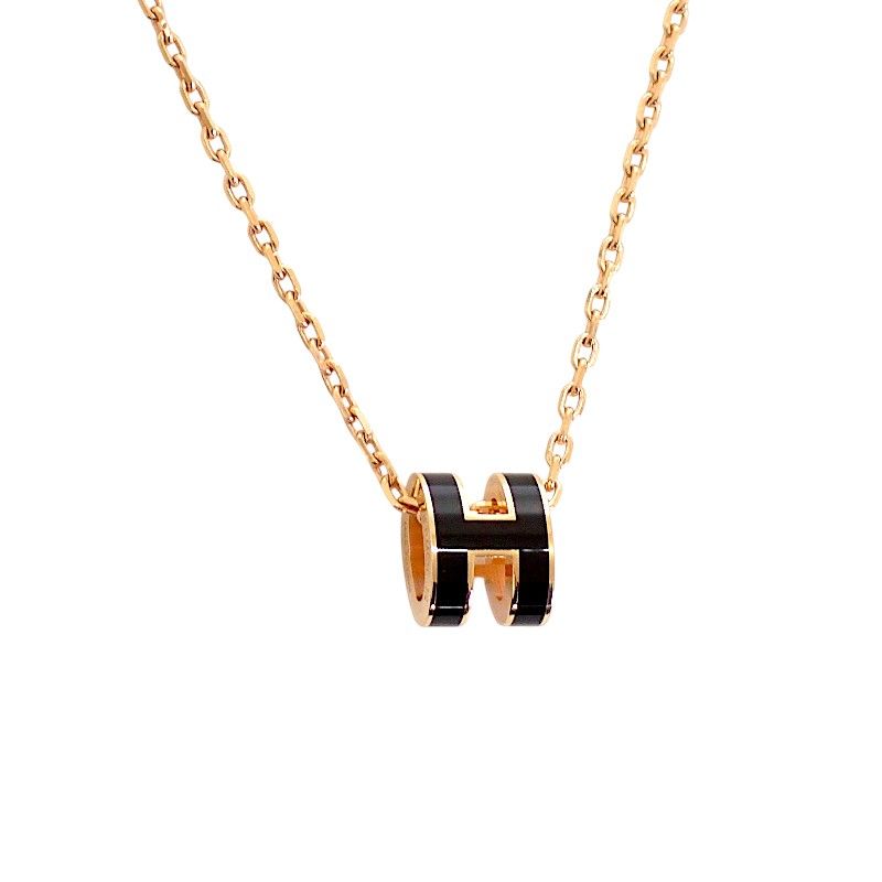 Hermes Mini Pop H Pendant Metal Black Pink Gold Included — view 3