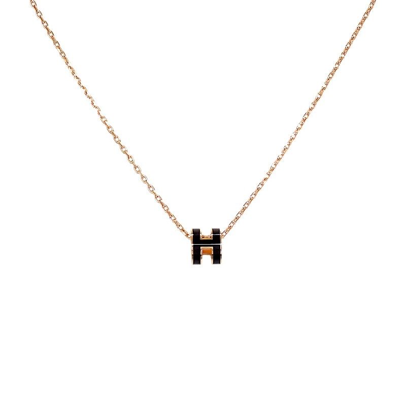 Hermes Mini Pop H Pendant Metal Black Pink Gold Included — view 5