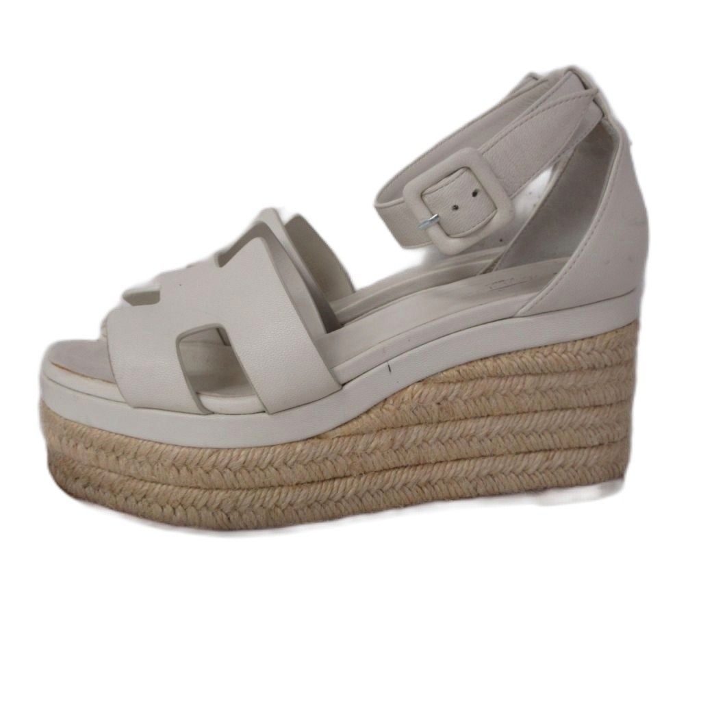Hermes Elda Espadrilles Sandals Wedge Sole White Beige 35 — view 2