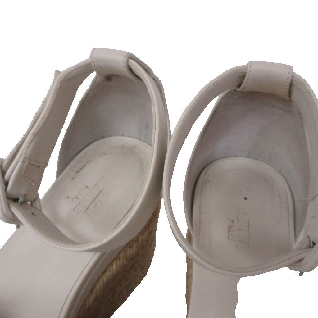 Hermes Elda Espadrilles Sandals Wedge Sole White Beige 35 — view 6