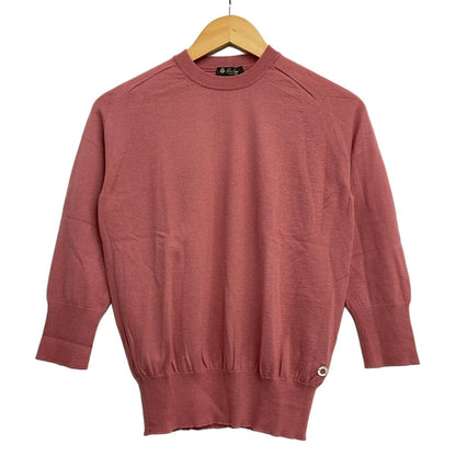 Loro Piana Long Sleeve Sweater 40 M Pink Crew Neck Cashmere