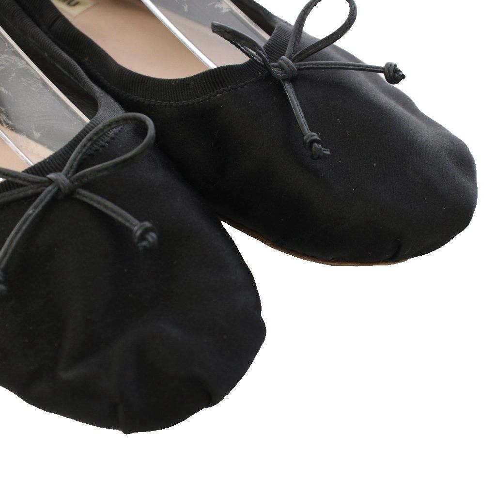 Miu Miu Miu Satin Ballerina Ballet Shoes Flat Black TK — view 3
