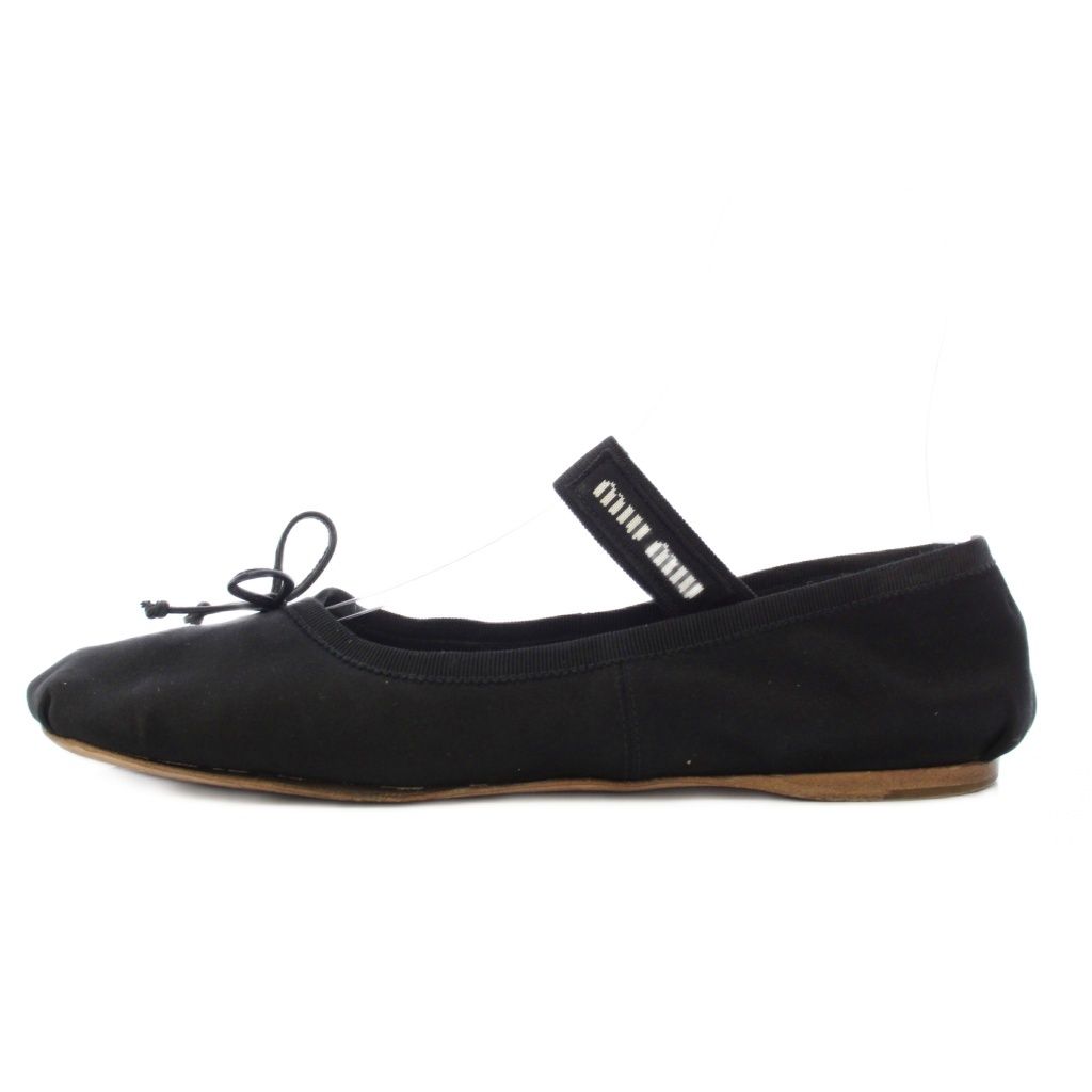 Miu Miu Miu Satin Ballerina Ballet Shoes Flat Black TK — view 2