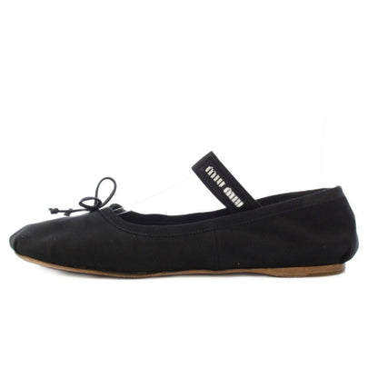 Miu Miu Miu Satin Ballerina Ballet Shoes Flat Black TK — view 2