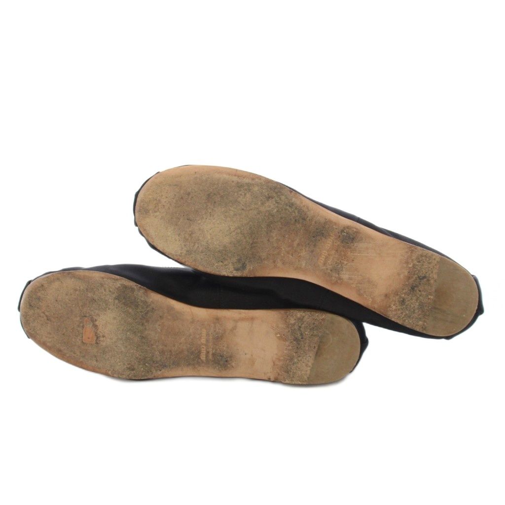 Miu Miu Miu Satin Ballerina Ballet Shoes Flat Black TK — view 7