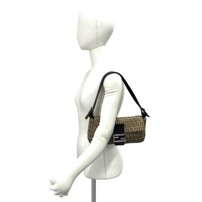 Fendi Vintage Zucchino FF Pattern Canvas Leather Shoulder Bag Beige Brown — view 2