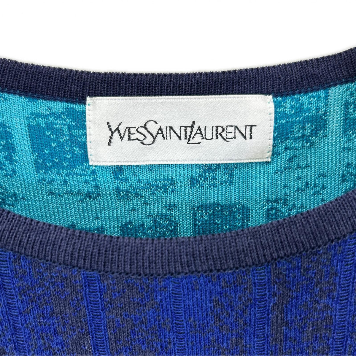 Saint Laurent Blue Short Sleeve Knit Sweater — view 3