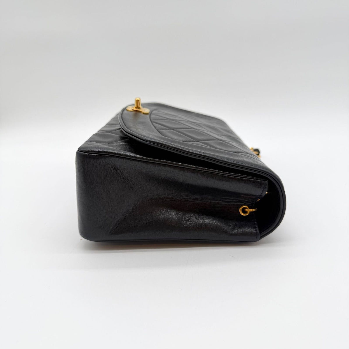 Chanel Diana Lambskin Quilted Shoulder Bag Black — view 6
