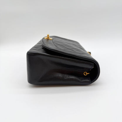 Chanel Diana Lambskin Quilted Shoulder Bag Black — view 6