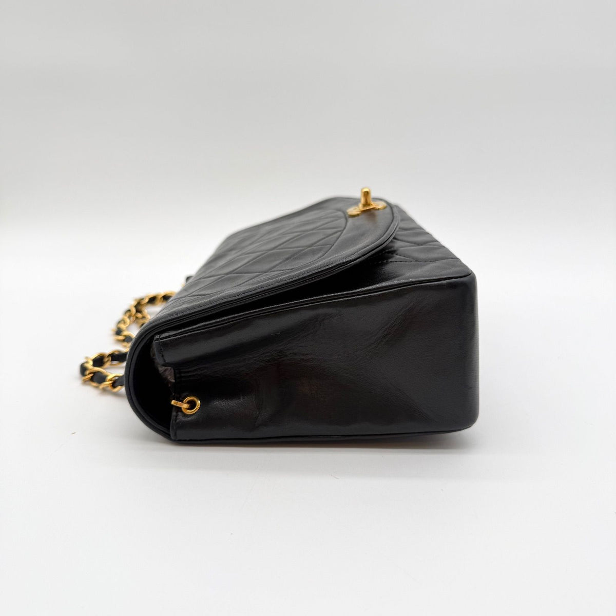 Chanel Diana Lambskin Quilted Shoulder Bag Black — view 5