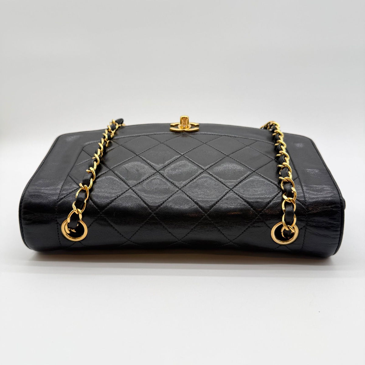 Chanel Diana Lambskin Quilted Shoulder Bag Black — view 3