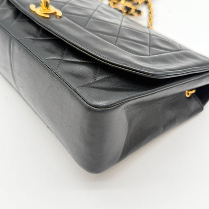 Chanel Diana Lambskin Quilted Shoulder Bag Black — view 8