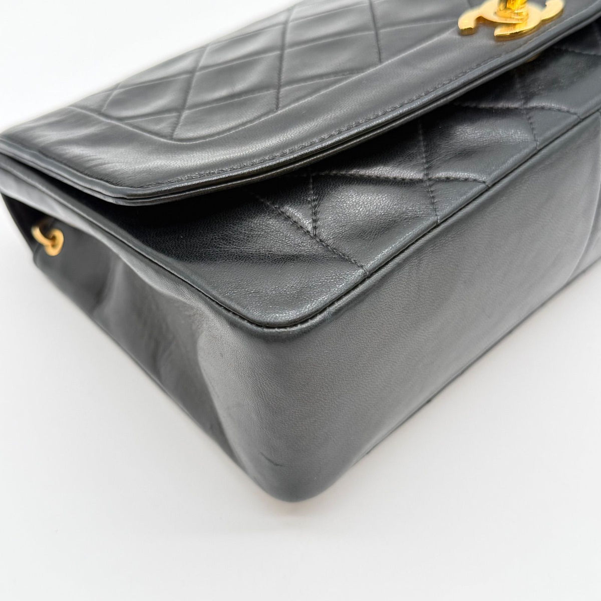 Chanel Diana Lambskin Quilted Shoulder Bag Black — view 7