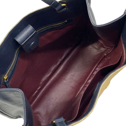 Gucci Tote Bag Horsebit Beige Dark Navy Leather — view 7