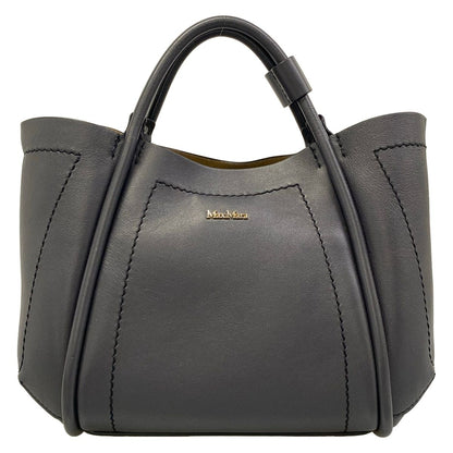 Max Mara Tote Bag Extra Small Leather Marine Dark Gray