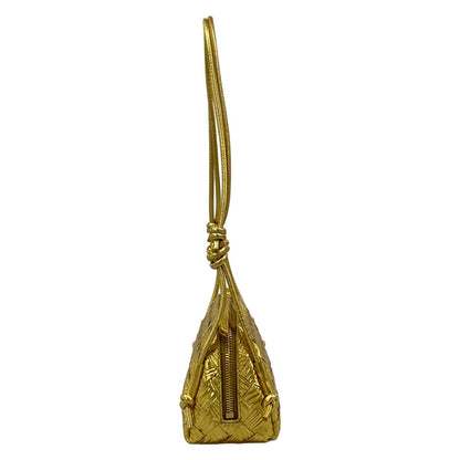 Bottega Veneta Shoulder Bag Concert Pouch Gold Embossed Leather — view 4