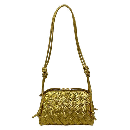 Bottega Veneta Shoulder Bag Concert Pouch Gold Embossed Leather