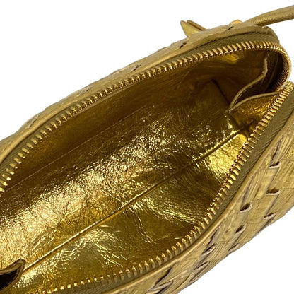 Bottega Veneta Shoulder Bag Concert Pouch Gold Embossed Leather — view 7