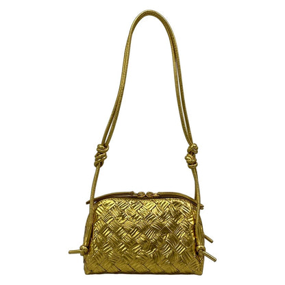 Bottega Veneta Shoulder Bag Concert Pouch Gold Embossed Leather — view 3