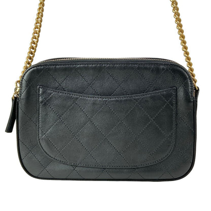 Chanel Shoulder Bag Quilted Black Chain Vintage Gold Leather — view 3