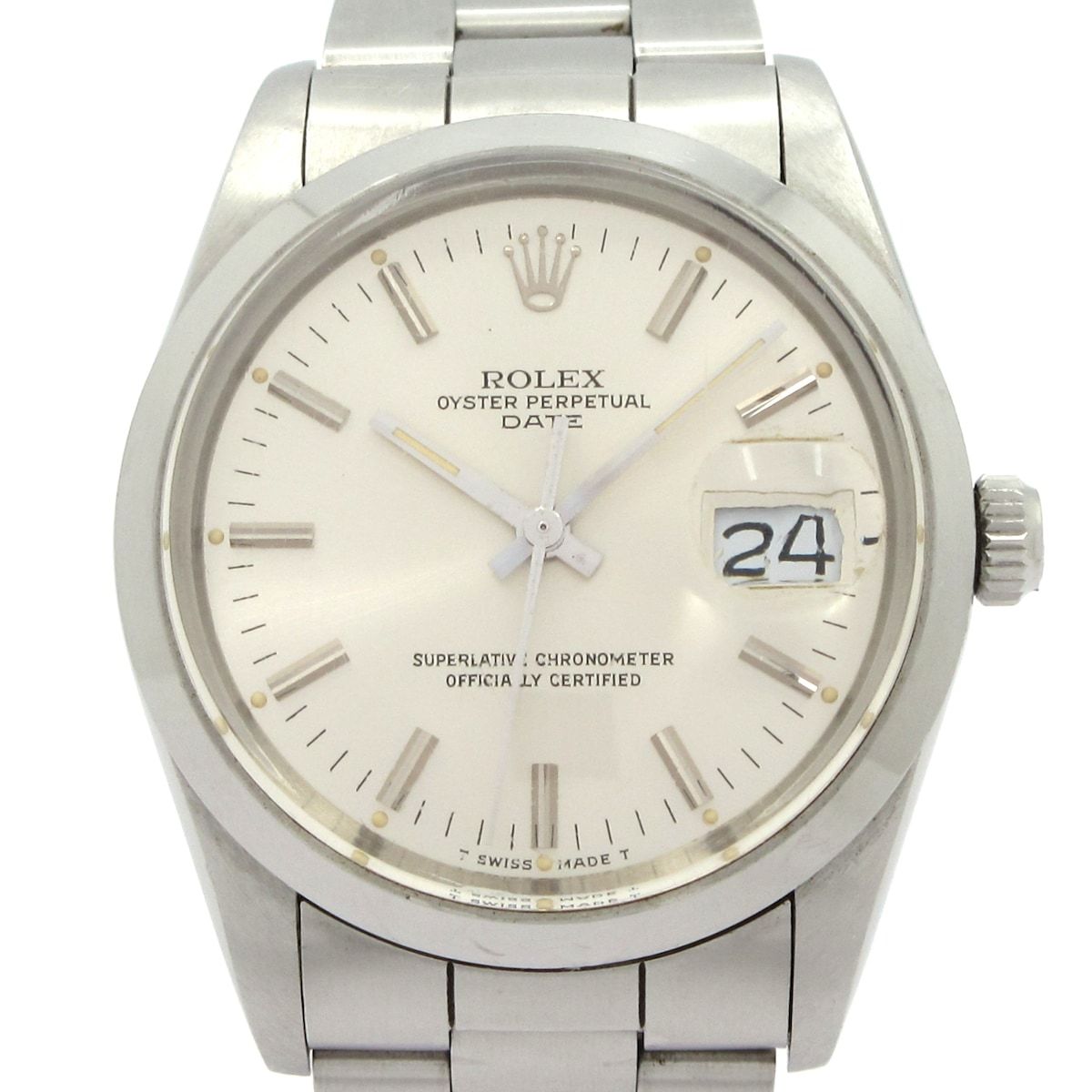 Rolex Watch Oyster Perpetual Date SS Plastic Crystal 13 Frames Silver
