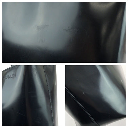Prada Black Silver Patent Leather Tote Bag — view 5