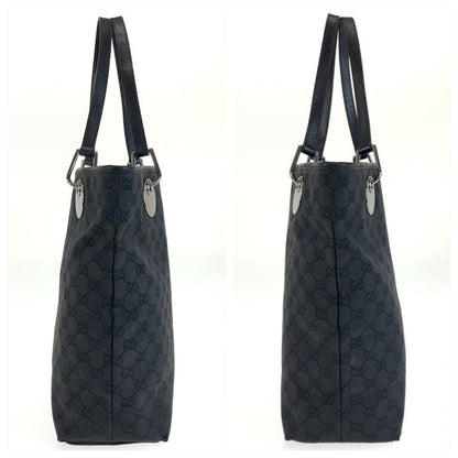 Gucci Black Silver GG Canvas Tote Shoulder Bag — view 7