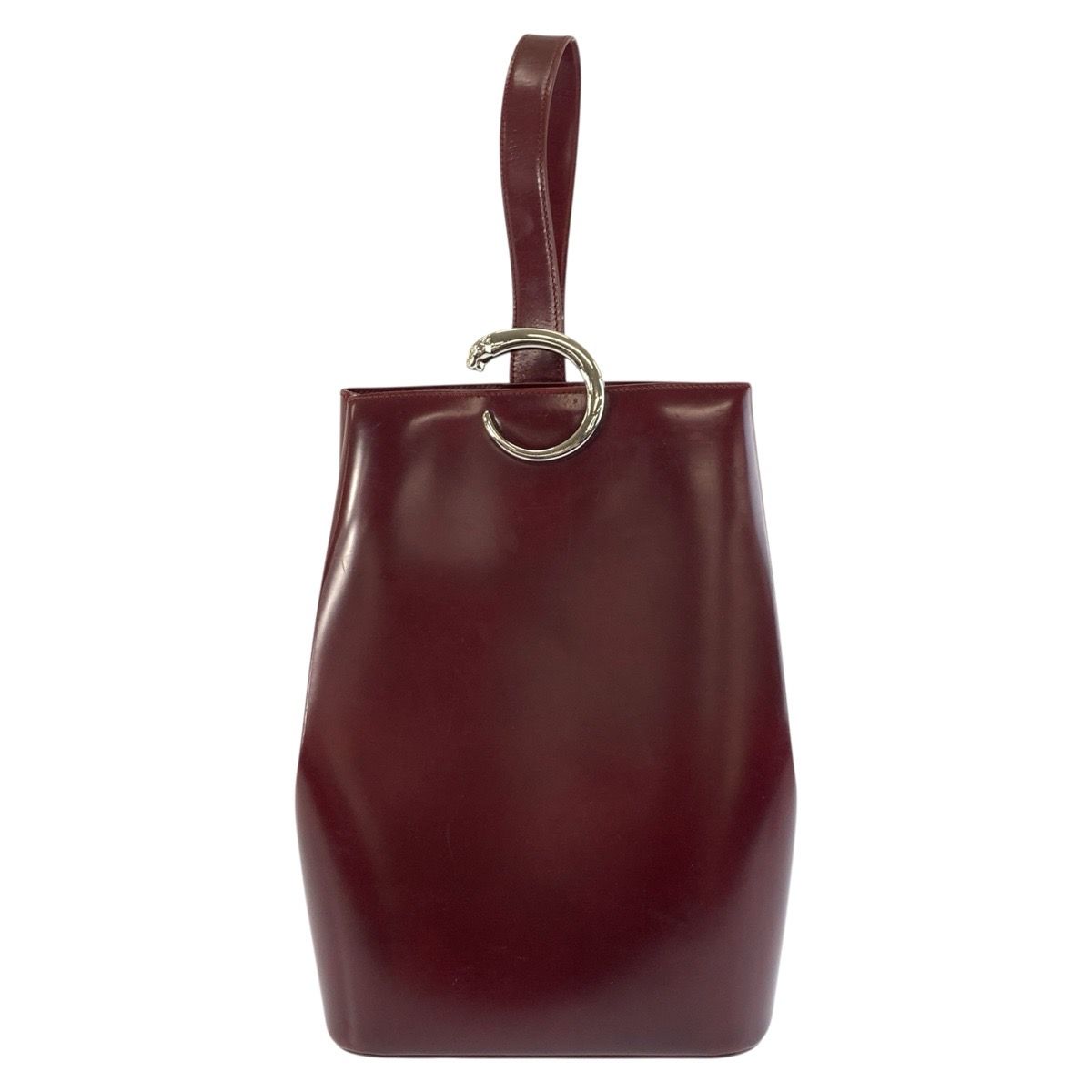 Cartier Panthere Wine Red Bordeaux Silver Leather Shoulder Bag