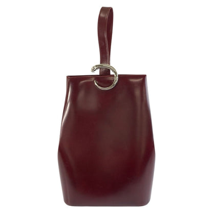 Cartier Panthere Wine Red Bordeaux Silver Leather Shoulder Bag