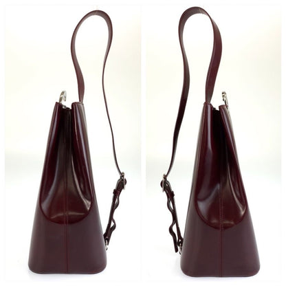 Cartier Panthere Wine Red Bordeaux Silver Leather Shoulder Bag — view 8