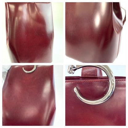 Cartier Panthere Wine Red Bordeaux Silver Leather Shoulder Bag — view 5