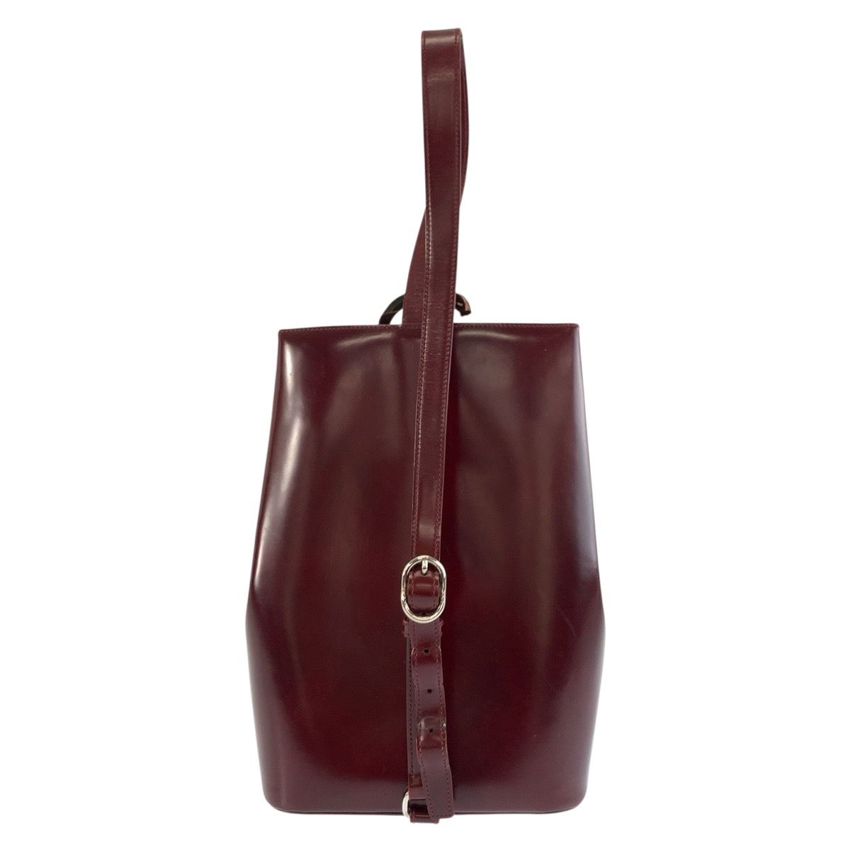 Cartier Panthere Wine Red Bordeaux Silver Leather Shoulder Bag — view 2